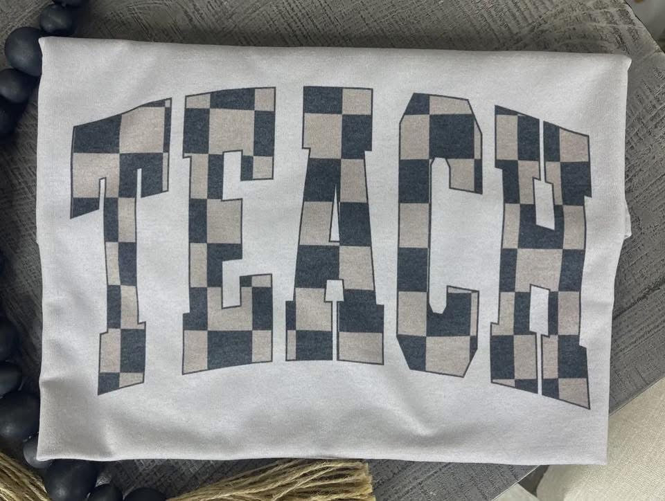Teach checkered tee