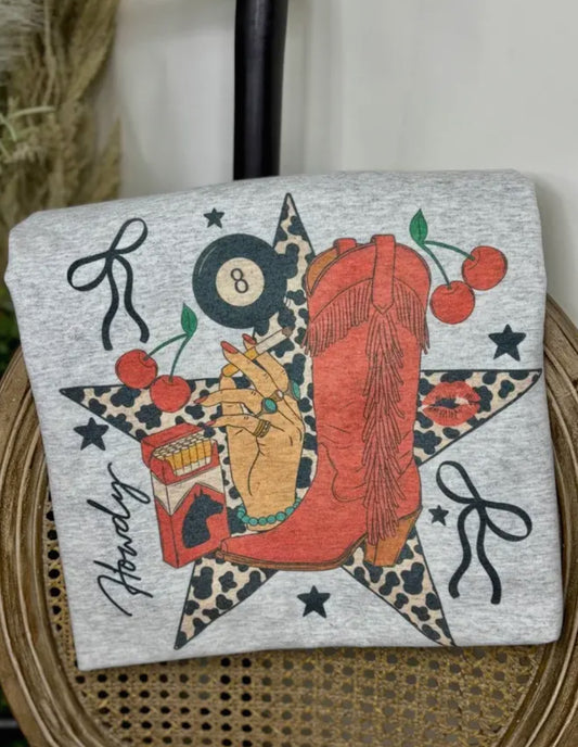 Howdy red boot tee